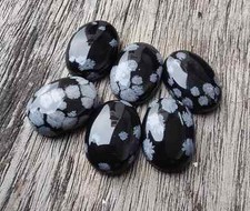 AAA Natural Snowflake Obsidian Cabochon Oval Shape Loose Gemstone