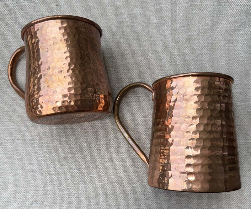 2 Copper Williams Sonoma Mugs 1 Imperial Pint & 1 Smaller Moscow Mule