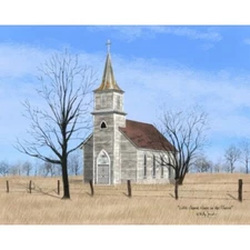 New Primitive Country Billy Jacobs LITTLE CHURCH ON PRAIRIE Wall Hanging Picture