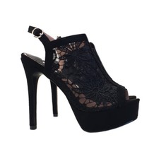 SANDALI SEXY STILE MACRAMÈ CON CINTURINO E TACCO 13 - KC872 NERO