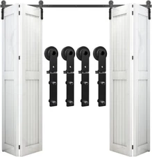 3FT-12FT Bifold Sliding Barn Door Hardware Kit for 2/4 Doors Modern Heavy Duty