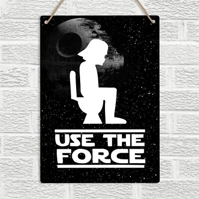 CHINTANAPRINTS USE THE FORCE Star Wars Divertido inodoro Letrero de metal Placa Darth Vader Novedad
