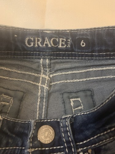 Grace in LA Girls Western Jeans Size 6 Adjustable Waistband Embroider Decoration - Picture 5 of 6