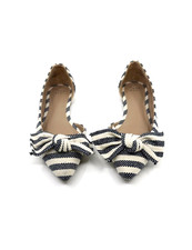 A New Day Flats Shoes Size 8 Women's Blue and Cream Striped Bow Shoes