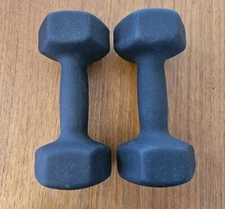 Tru Grit 10 lb Pair Black Hex Neoprene Dumbbell Weight Fitness Gym