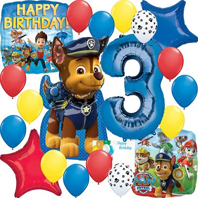 Paw Patrol Party Supplies Chase Balloon Decoration Bouquet 3rd Birthday 