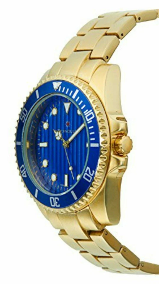 NUEVO Reloj pulsera Bernoulli 9444 para hombre esfera azul solarium bisel oro amarillo 30 m Foto 2 de 3