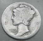 1917 S Mercury Dime circulated 90% Silver  Good  , Average circulated