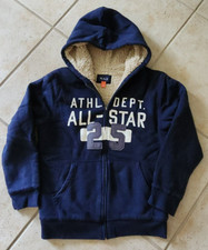 Children's Place Boys Blue Full Zip Hoodie Faux Sherpa Lined Heavyweight XL 14