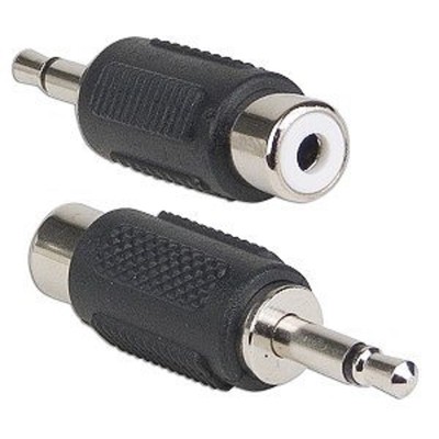 2 PIECES - 3.5mm MONO MALE PLUG TO RCA FEMALE ADAPTERS PLASTIC # 12-7405CES-2PK