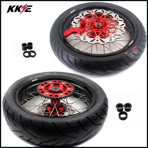 KKE 3.5/4.25*17'' For Honda XR650L 1993-2025 Supermoto Wheels Rims Tires Kit Red