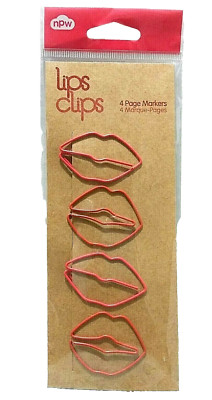 LIPS CLIPS Paperclip Page Marker Red Metal School Work Scrapbook Card Craft Love