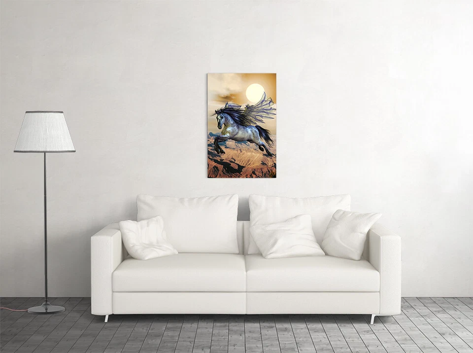 Pegaso Caballo Unicornio Fatansia Seda Impresión Nuevo Arte de Pared Decoración del Hogar - PÓSTER 20x30 Foto 3 de 4