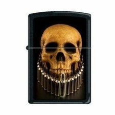 Zippo Lighter - Skull with Bullets Black Matte - 853212