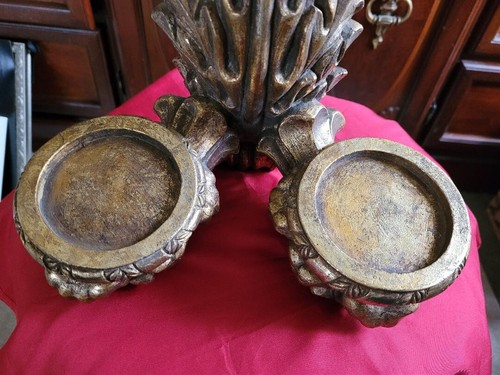 Vintage Heavy Wall Hanging Candle Holder Large 11.5 in T x 10 in W Gold 6 lb - Picture 2 of 8