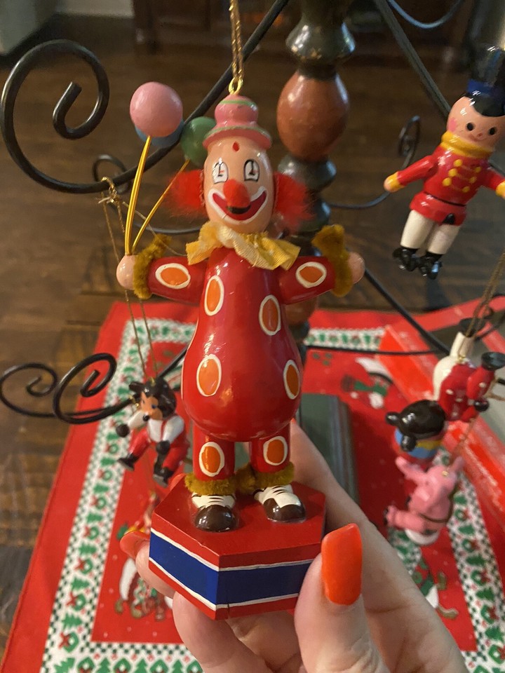 Vtg Telco 1984 Christmas Wooden Circus Electronic 7 Piece Musical