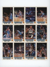 1990 Album Stickers Uncut Sheet Antoine Carr Vinny Del Negro Ralph Sampson 0au4