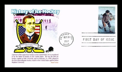 US COVER HISTORY OF ICE HOCKEY FIRST DAY ISSUE PANDA CACHET