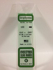 Evergreen 100 .010" x .020" x 14" Styrene Strips 10 New Free Shipping