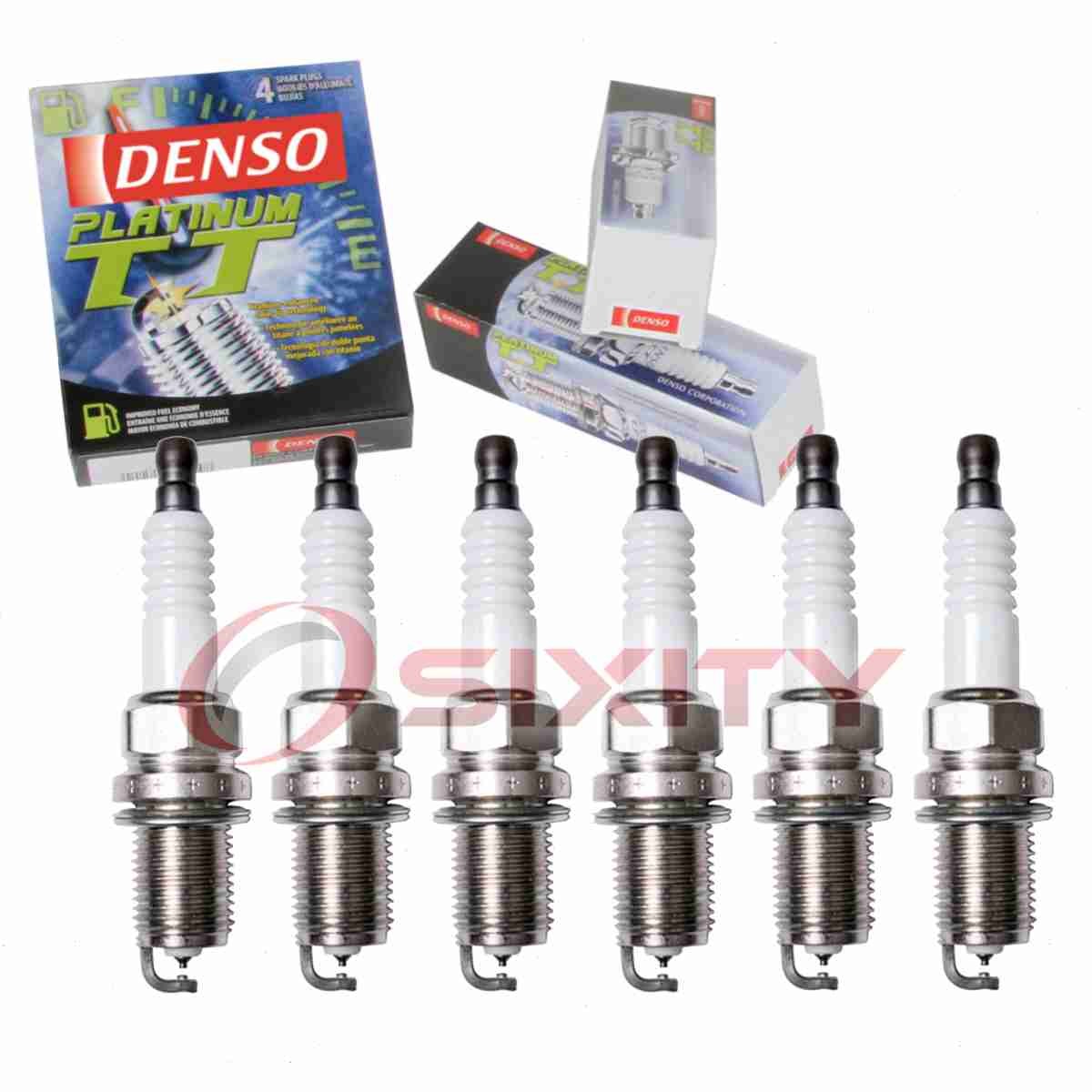 6 pc Denso Platinum TT Spark Plugs for 1997-2004 Mitsubishi Diamante 3.5L V6 in