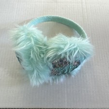 Girls Elli Sky Blue Ear Muffs Sequin Flip Stars Faux Fur Ears Padded Super Soft