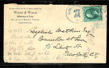 Billete de Washington de 3 centavos con cubierta de cancelación número 3 azul 1871-1883 EE. UU. 47A11