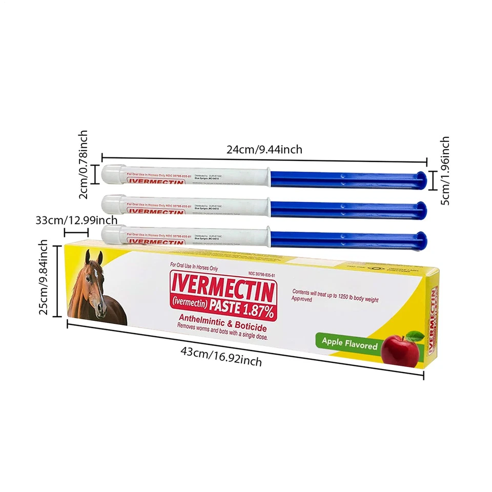 3-Pack New 1.87%(Dewormer) Paste For Horse-Apple Flavored - image 2 of 4