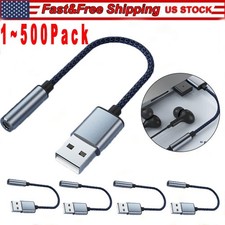 New USB Type A To 3.5mm AUX Female Audio Headphone Jack Cable Adapter Lot