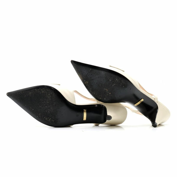 GUCCI Pumps Leather White #35 (approx. JP22.0cm) Slingback Bamboo thumbnail 6