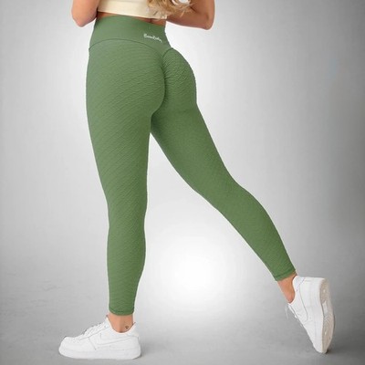 NWT Boom Booty Green Mulan Anti-Cellulite Honeycomb Leggings MED