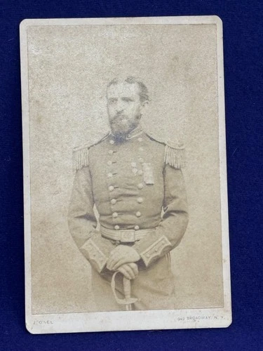 ANTIQUE CABINET CARD PHOTOGRAPH CIVIL WAR OFFICER WITH SWORD AUBURN NEW YORK