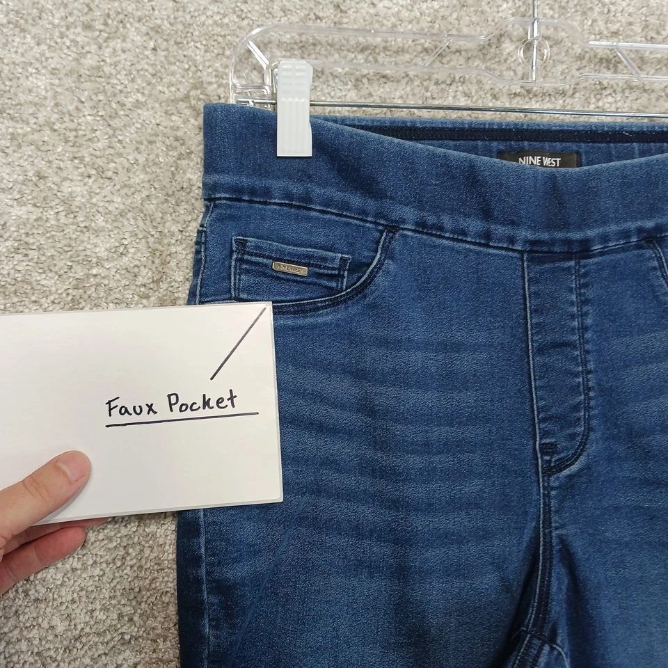 Nine West Jeans Womens 10 Blue Pull On Skinny Jeggings Faux Pocket Stretch Denim - Image 3 of 4