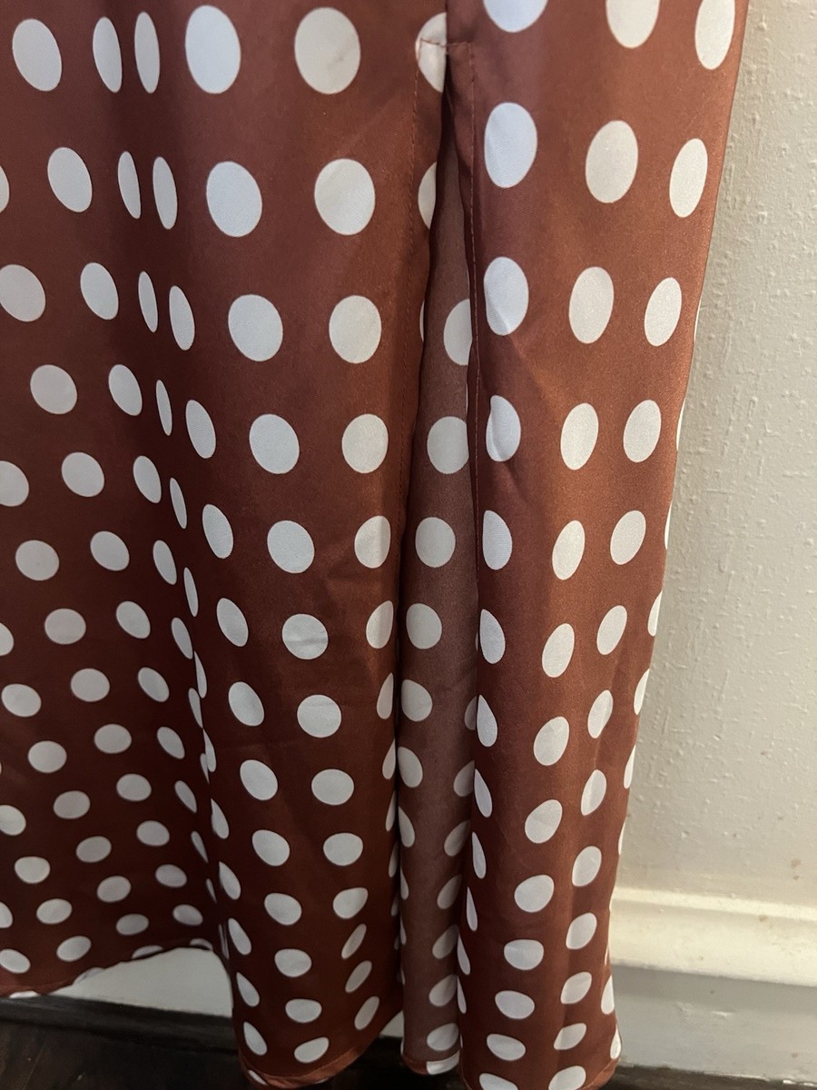 paper heart brown polka dot dress Paper Heart nwt mocha white polka dot slip maxi dress Size M