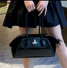 used Vivienne Westwood Black Satchel Logo Silver Hardware Zip Closure