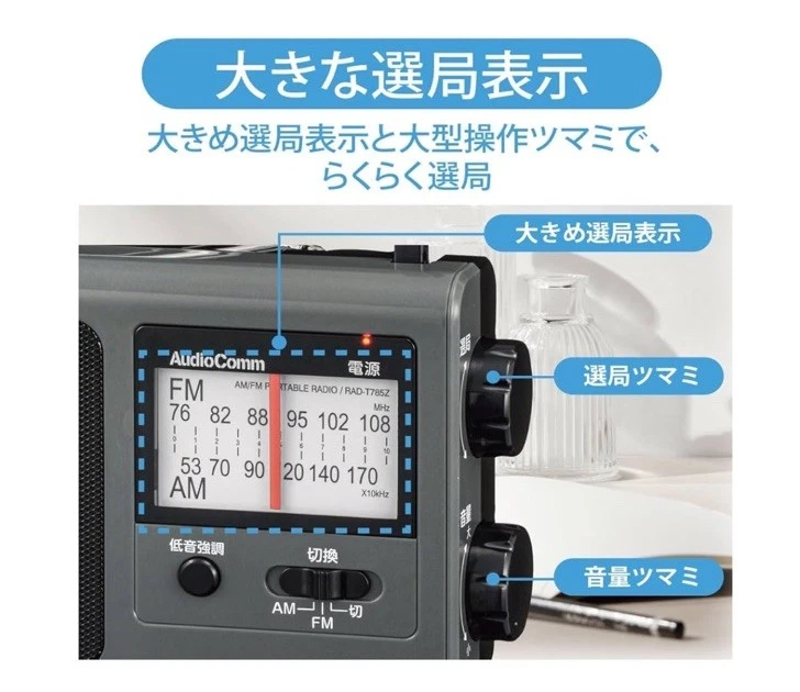 OHM AudioComm Portable Radio  AM/FM Gray RAD-T785Z-H 03-5057 - Image 2 of 4