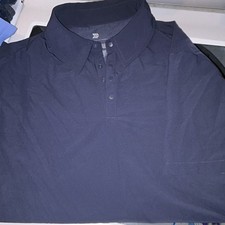 All in Motion Men's XL Blue Solid Short Sleeve Stretch Polo Shirt Button