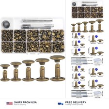 YORANYO 340 Sets Leather Rivets Kit Mixed Sizes Rivets for Leather Double Cap...
