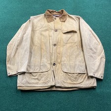 Vintage 50S Hunting Jacket Mens L Brown Duck Canvas Plaid Lined Chore Coat USA