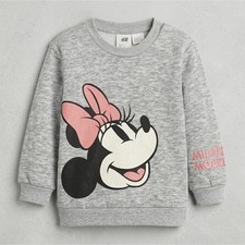 H M Minnie Mouse Gray Pullover Sweater Unisex Baby Toddler Long Sleeve