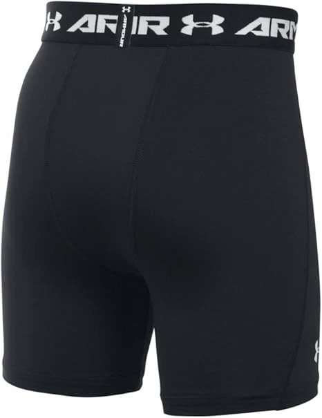 Under Armour Boys' HeatGear Armour Fitted Shorts, Youth Small - Mid, Black (001) - Image 2 of 2