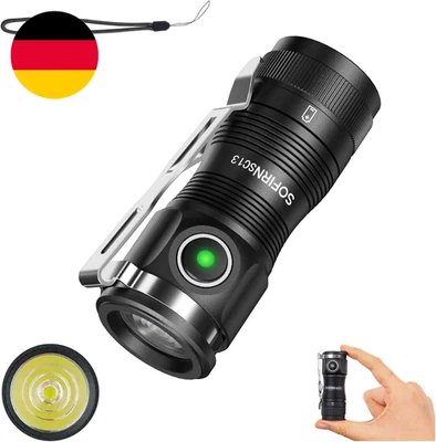 CSTEBOKE Sofirn SC13 Mini Taschenlampe Led Aufladbar, 1300 LM Taschenlampe Klein, Led Tas