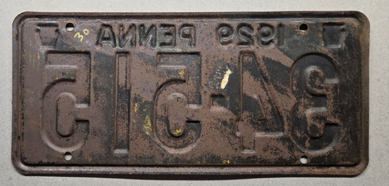 🐾 1929 PENNSLYVANIA "PASSENGER" LICENSE PLATE (34-515)