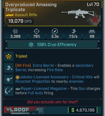  Borderlands 4 [PS5/XBOX/PC] Overproduced Amassing Triplicate Ele set LVL 70