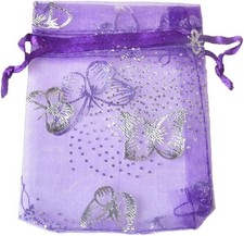 100Pcs Organza Wedding Party Gift Bags Butterfly Drawstring Pouches Jewelry Gift