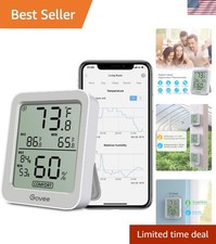 Indoor Hygrometer Thermometer with Bluetooth App Control Room Temperature H...