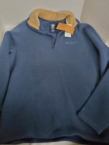 Timberland pullover 1/4 zip fleece lined sweater-sz L- 468-composition blue-NWT