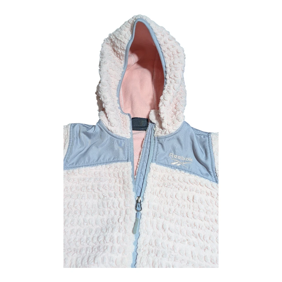 Reebok - Pink Fuzzy Jacket-w/grey accent - Zipper Closure-w/ hood -7/8 Used Good - Image 4 of 4