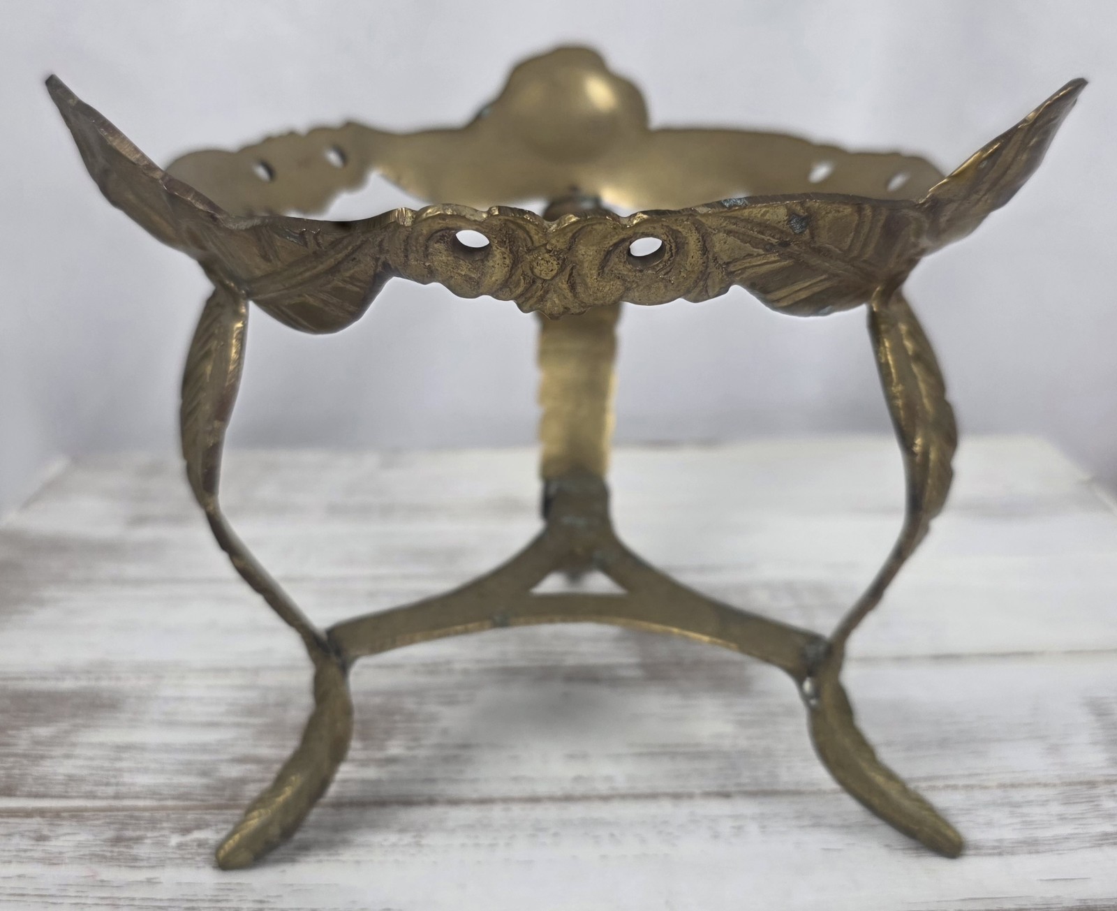 Vintage Brass Rose/Leaf Design Pedestal Plant Orb Stand Bowl Display Replacement