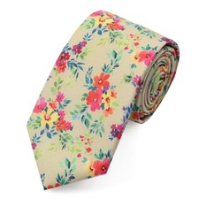Floral Ties for Men Flower Pattern Mens Ties White Light Pink Light Yellow Red
