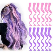 Colored Clip in Hair Extensions 12 Pieces 16 Inch Pack of 12 Lavender Pink